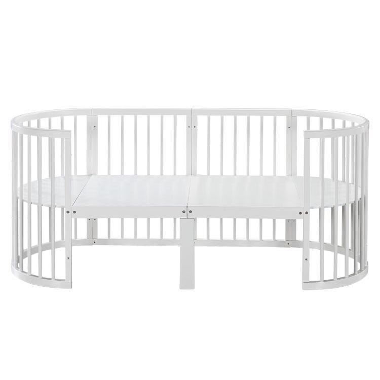 INS Bolin Multifunctional Solid Wood Round Baby Bed: Convertible Twin and Co-Sleeping.