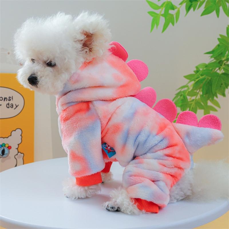 Dog Furry Jumpsuit for Dogs Boy Girl Medium Dogs for Indoor and Outdoor Use Cartoon Dinosaur Clothes Outfit for Pet Dogs