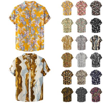 Summer New Short Sleeve Plus Size Men's Loose Lapel Hawaiian Print Shirt