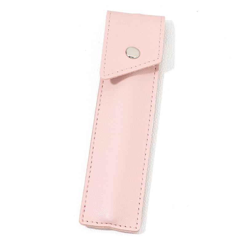 

Minimalist PU Pencil Case with Snap Button - Sleek Fountain Pen Protector Single Pen рожевий