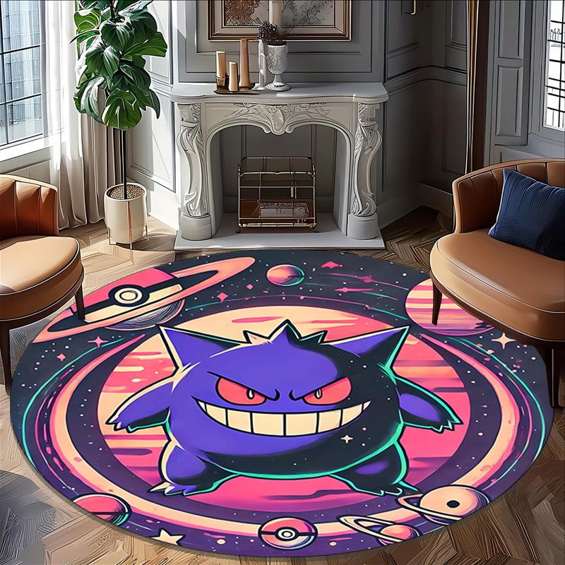 1pc Gengar2 Print Round Carpet Chair Round Carpet Suitable for Bedroom Living Room Home Decorative Carpet