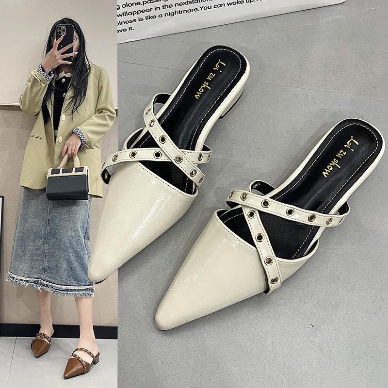 Fashion 2025 New Sexy Slippers Women Pointed Toe High Quality Trendy Belt Buckle Design Women's Slippers Fashion Baotou Party Mules