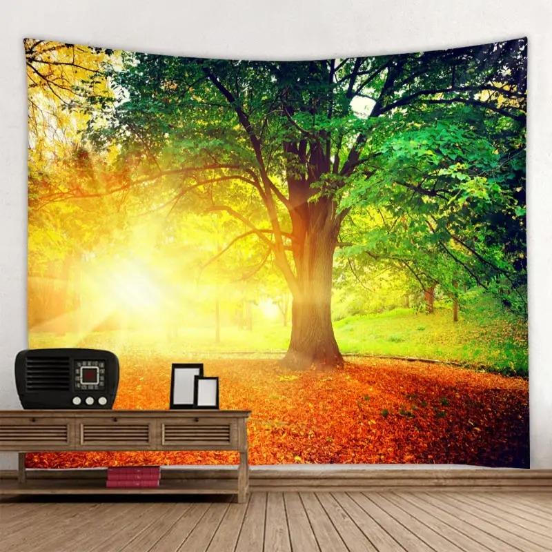 Primitive Forest Wooden Bridge Wall Hanging Office Living Room Tapestry Home Wall Decoration Tapestry