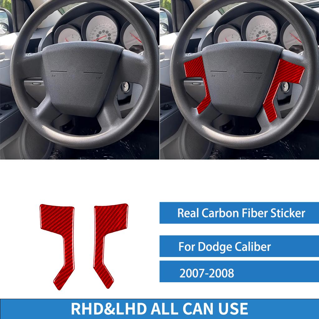 For Dodge Caliber 2007 2008  Button Panel Cover Trim Real Carbon Fiber Stickers Car Interior Refit Accessories