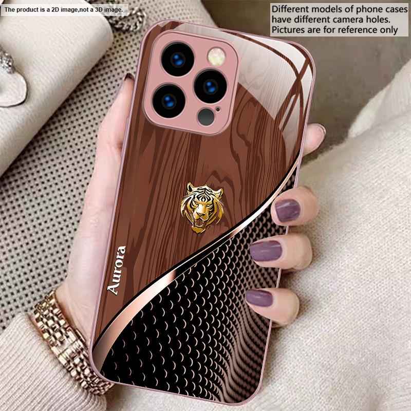 

Cute Golden Tiger Brown For iPhone 16 E 15 14 13 Plus 12 mini 11 Pro Max 11Pro XR Xs X 7 8 P lus 16E Tempered Glass Phone Case iPhone 15 Pro Max