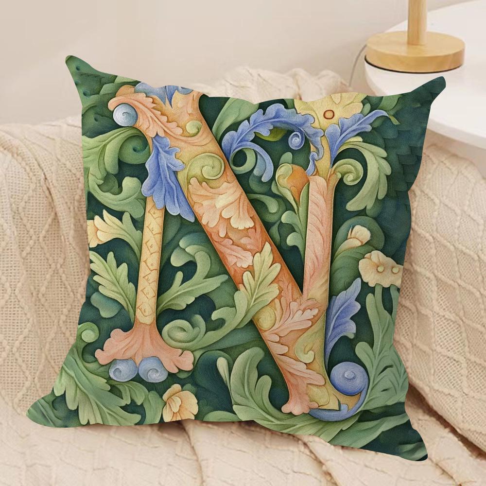 Creative letter N Cushion Cover Silky Short Plush Sofa Pillow Cover Hidden Zipper Soft Dustproof Case for Home Decor