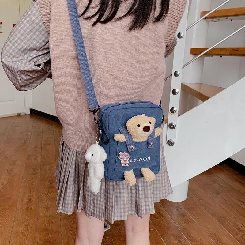 Small Bag New Women's Bag Fashionable and Sweet Small Square Bag Shoulder Messenger Bag Canvas Bag