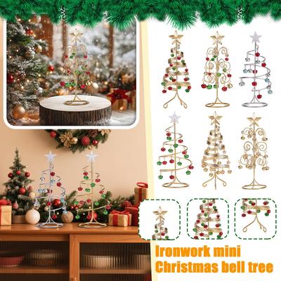 Miniature Wrought Iron Christmas Bell Tree, Desktop Simulated Christmas Tree, Window Display Party Christmas Decoration.