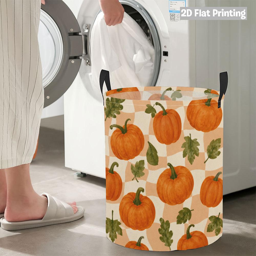 Collapsible Laundry Basket Large Round Waterproof Fabric Hamper Dirty Clothes Storage Bin Toy Organizer with Handles