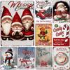 Merry Christmas Santa Claus Reindeer Metal Tin Signs Posters Plate Wall Decor for Home Bar Garage Cafe Club Retro Posters Pla