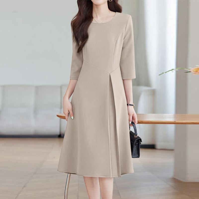 

ZANZEA Women Casual Round Neck 3/4 Sleeve Loose Elegant Dress 3XL хакі