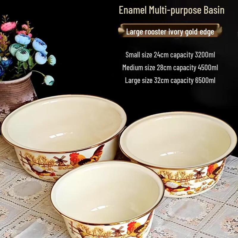 Большая эмалированная миска для замешивания теста Ningzhao с крышкой