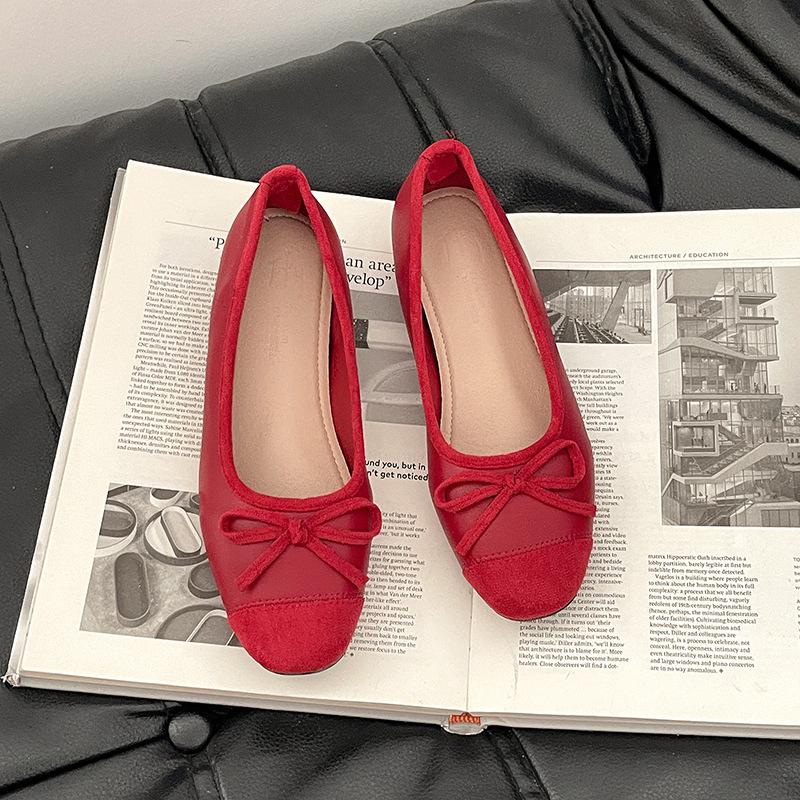 Gentle skirt versatile ballet shoes women's 2025 summer new French soft-soled bow shoes Mary Jane shoes