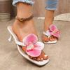 Fashion Fashion Flip Flops Women's Summer New Square Toe Clip Toe Flower Non-Slip Wear-Resistant High Heels