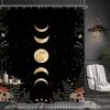 Mondphase Gotischer Tierkreis Badezimmer Duschvorhang Sternbild Astrologie Galaxie Himmlisch Geheimnisvoll Tarot Hexe Ästhetik