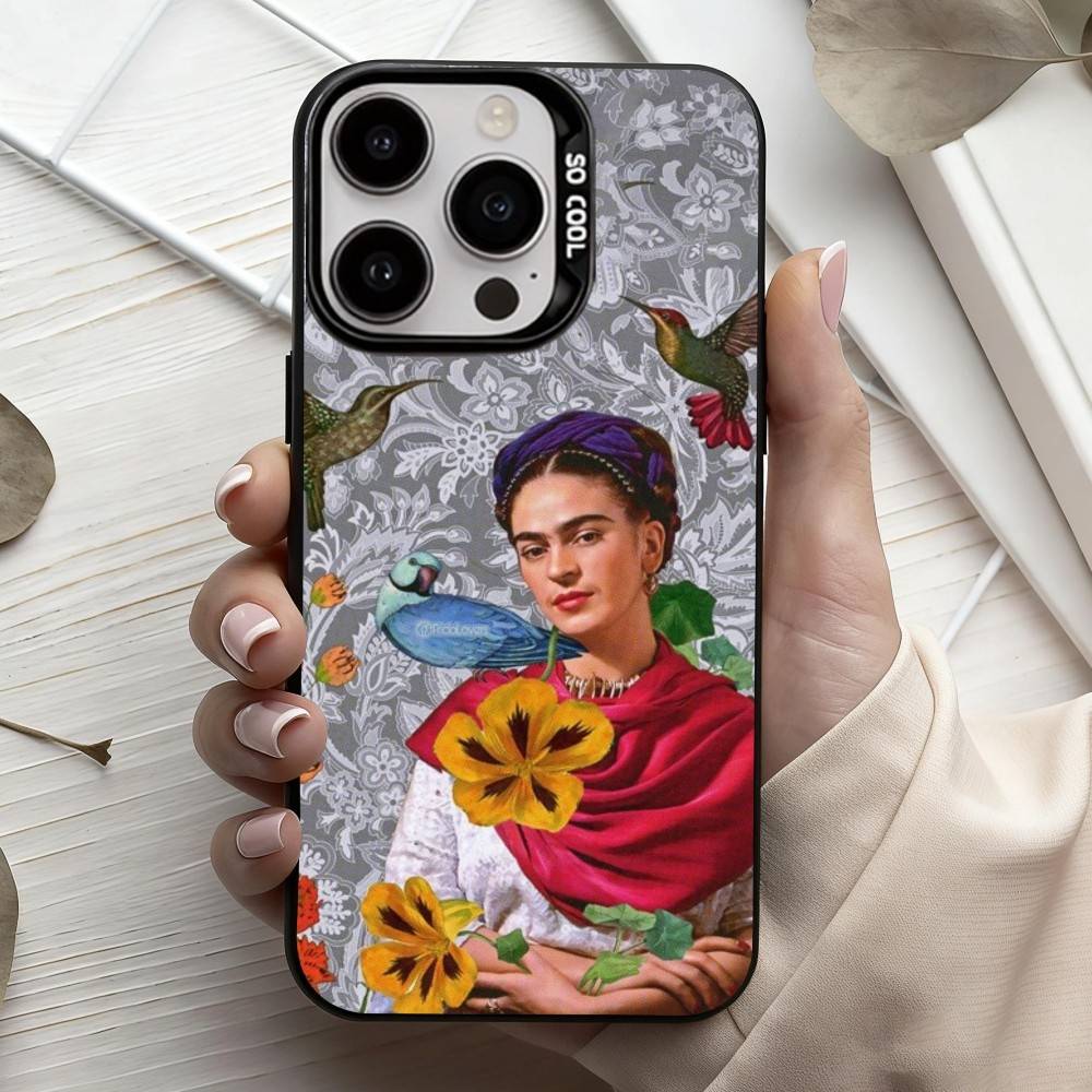 

F-Frida-A K-Kahlo-g A-Art Phone Case For iPhone17,16,15,14,13,12,11 Plus,Pro Max Black Candy Silver Plated Cover iPhone16pro