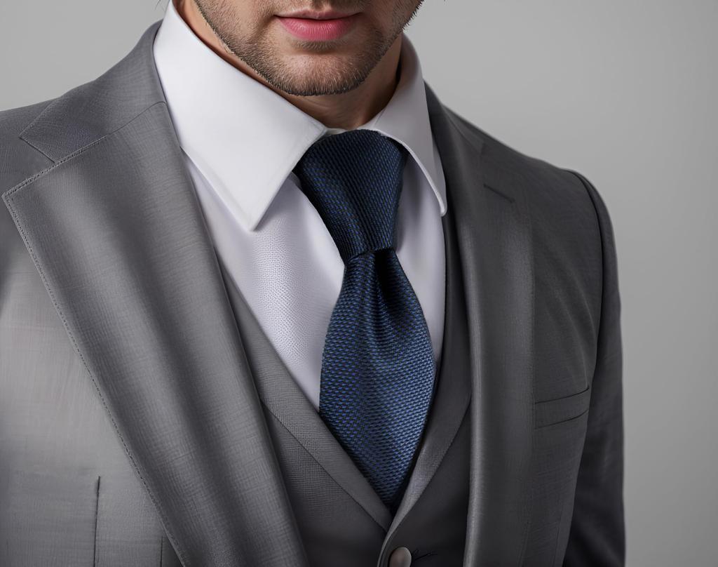 [S&W SHLAX&WING] Men's Long Narrow Plain Blue Silk Business Necktie