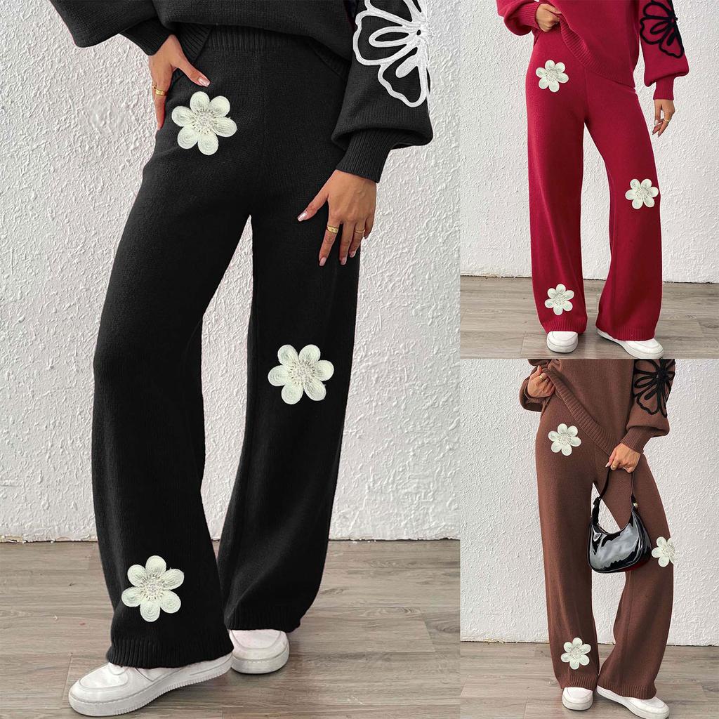 Women's Casual Wide-legged Pants High-waisted Straight-legged Pants Wide-legged Pants Fall And Winter Wool Pants