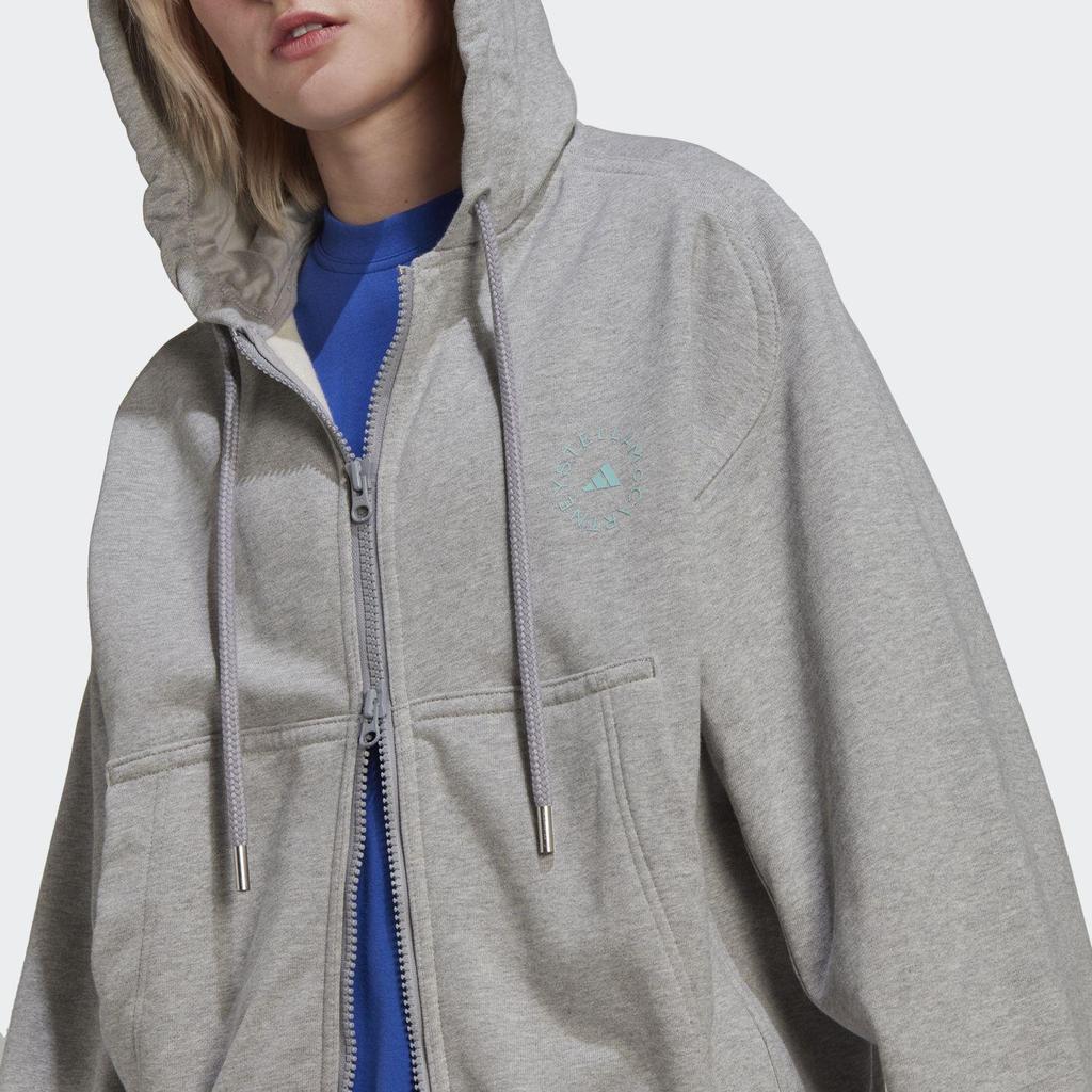 adidas Felpa con cappuccio e zip a maniche lunghe X Stella McCartney Giacca da felpa da donna Capispalla Medio-Canapa-Grigio HA8966