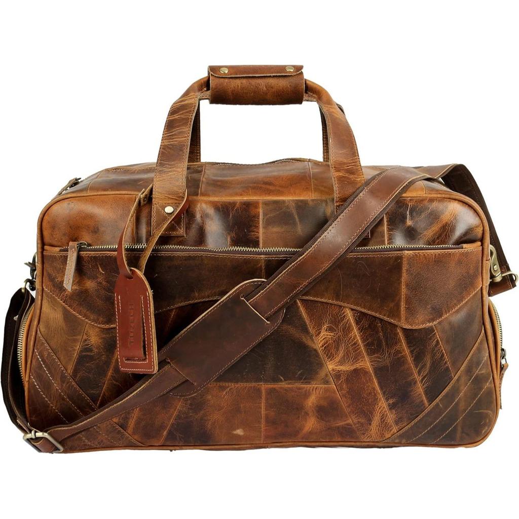 Large Duffel Luggage Leather Travel Bag Duffel Bag Gym Bag Airplane Cabin Approved Carry On Overnight Leather Weekender Mens Duffle Bag
