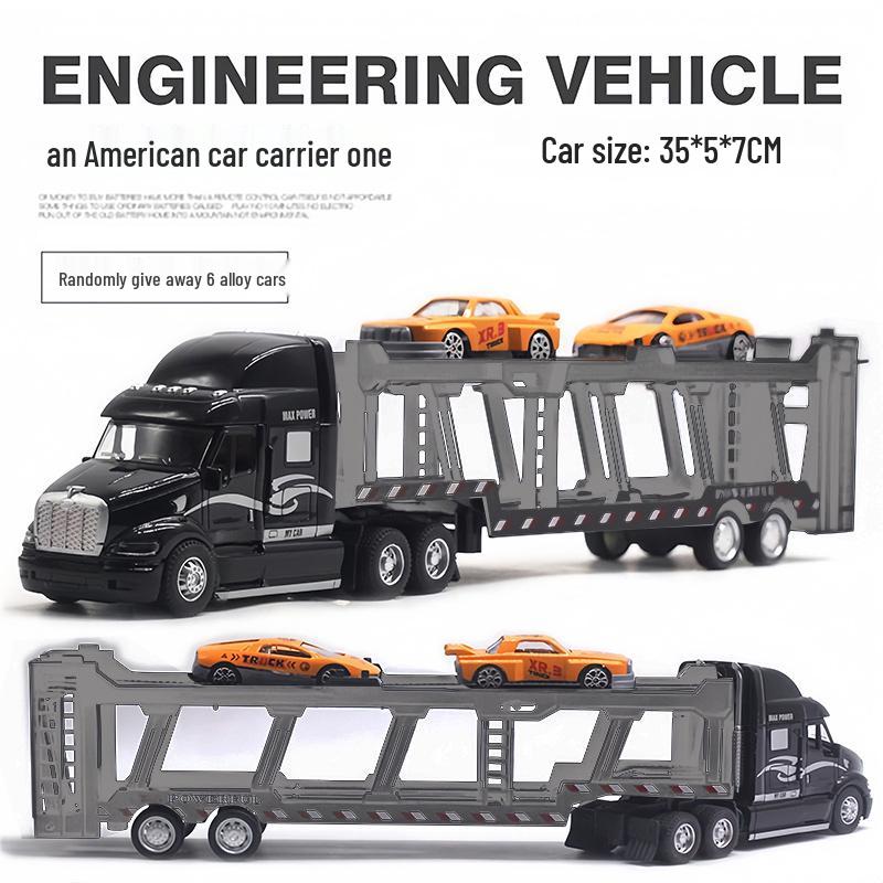 Camion Container Mare din Aliaj Jucărie - Tractor de Inginerie pentru Copii cu Semiremorcă și Model de Mașină Mică