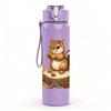 1PC Tree Stump Squirrel Cartoon 750ml Color Plastic Sports Water Bottle Leakproof Flip Straw Lid Suitable for Sports Office Home Use