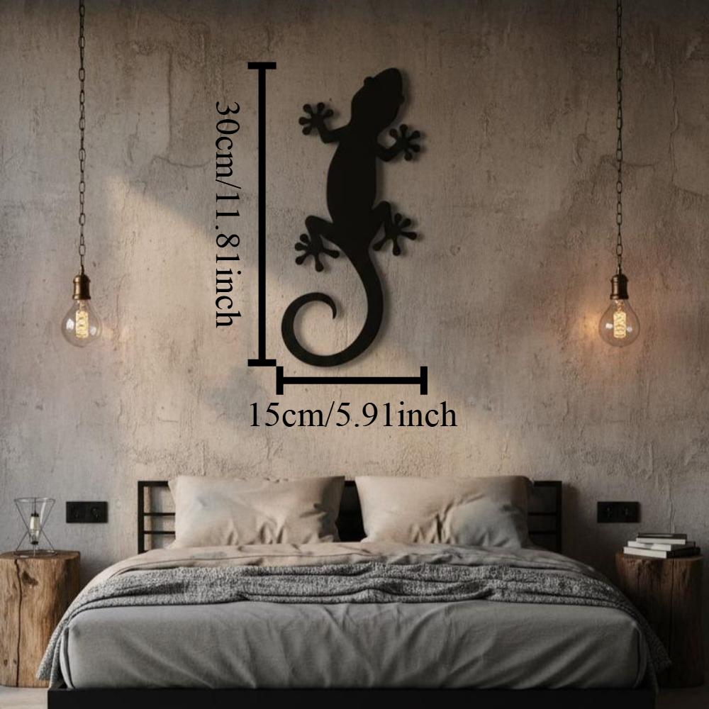 Metal Gecko Wall Art Lizard Silhouette Modern Iron Sculpture Outdoor Indoor Hanging Home Decor 12in