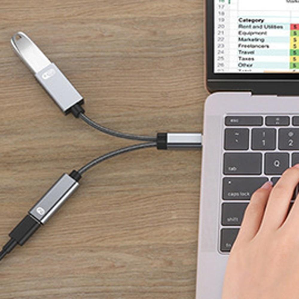 Converter 2-in-1 USB C To Audio Cable Type C 2-in-1 Multifunctional Adapter  Computer/Phone/Tablet