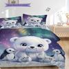 Polar Bear Pattern Bedding Quilt Set Quilt Cover Pillowcase Home Decoration Birthday Gift (1 * Duvet Cover + 2 * Pillowcase, Without Core)