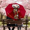 1pc Kimono Flowers Automatic Folding Umbrella, Heavy Duty 8 Rib Iron Frame,  Suitable for Travel, Daily Use, Birthday, Decor Gift m0104023