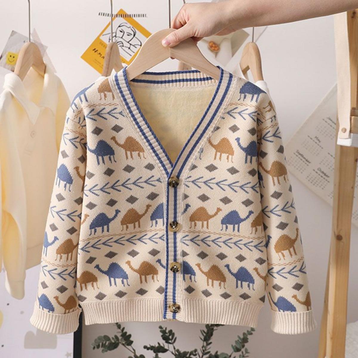 

Детский свитер кардиган осенний наряд новый корейский стиль западный стиль детская куртка весенне-осенний вязаный свитер 130cm