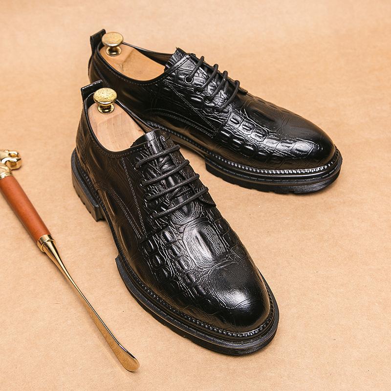 Men's leather shoes Brock business Amazon dress leather shoes engraved British large size foreign trade shoes single shoes