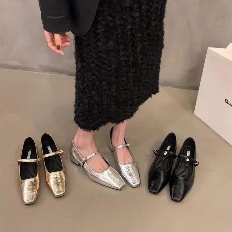 Square Head Versatile Skirt Single Shoes Women's Shoes New Spring and Autumn Thick Heel Mary Jane Single Shoes Grandma Shoes