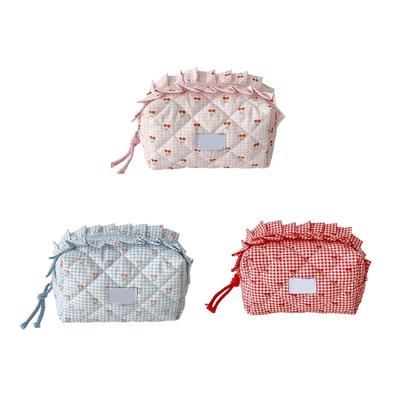 Bolsa de Maquiagem Tartan Com Múltiplos Compartimentos em Camadas Para Cosméticos, Joias e Acessórios