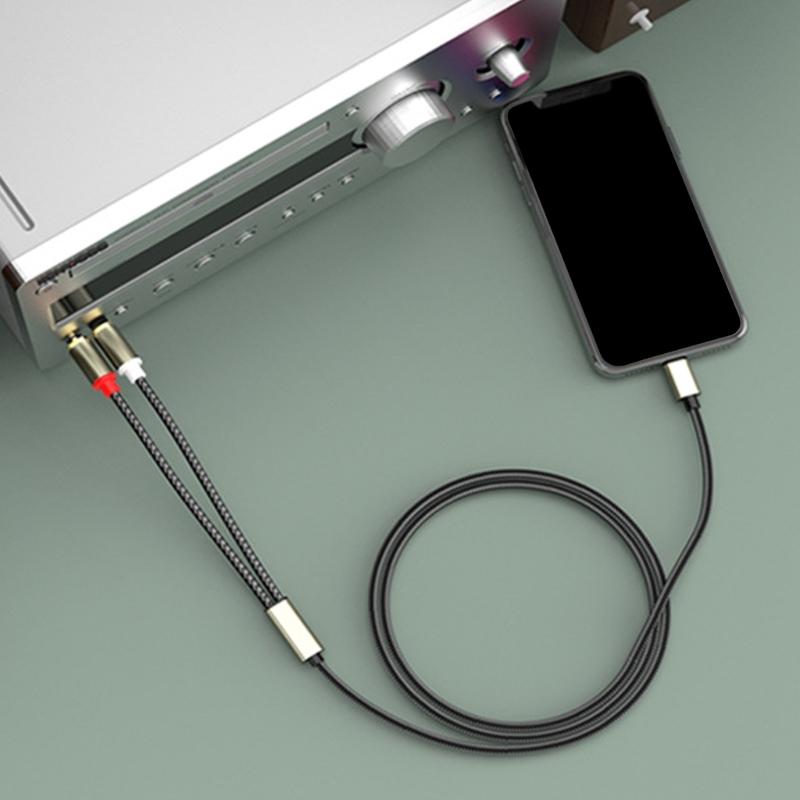 Type C to 2RCA Sound Converters Cable with Gold plateds Connectors for Home Entertainment Systems