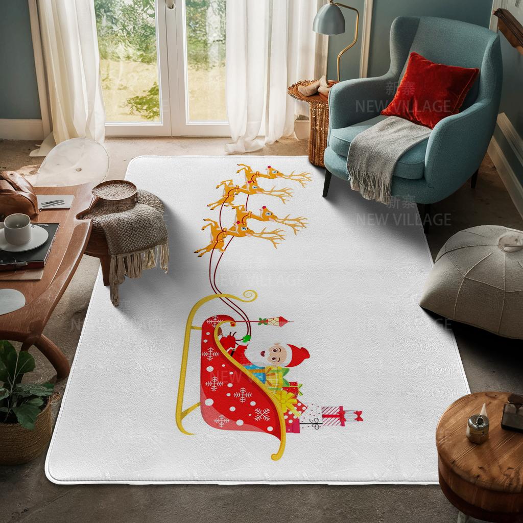 House Entrance Carpet Home Door Mat Living Room Bath Foot Bathroom Non-slip Water Absorption Rugs Bath Merry Christmas Winter