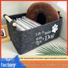 Handheld Felt Storage Basket with Wooden Handle for Snacks, Books, Toys, Pets, and Sundries