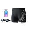 Nylon Flame Men's Swim Trunks & Goggles Set - Quick-Dry Square Leg Training Swimwear
