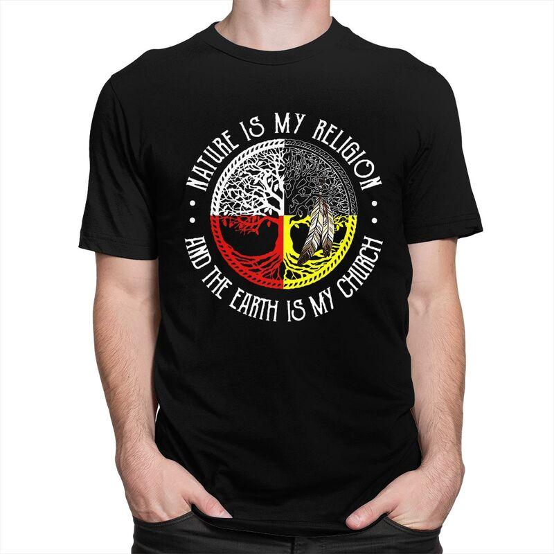 Men Nature Is My Religion And The Earth Is My Church T Shirt 100 Cotton Colthing Leisure Novelty Creative Graphics Tee Tops