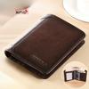 Genuine Men Leather Wallet Wallet Vintage Thin Short Multi Function Card Holder