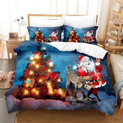 Ložní souprava Santa Claus Povlak na přikrývku Nový rok King Povlak na přikrývku Vánoční Dekorativní Dětská Ložnice Hotelová Sada povlaku na přikrývku