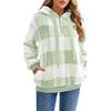 Plush Jacket Long Sleeved Hooded Plaid Plush, Women's Hoodie Jacket