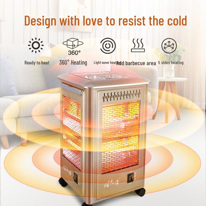 Compact Solar Electric BBQ Heater with Fan and Electric Oven Function