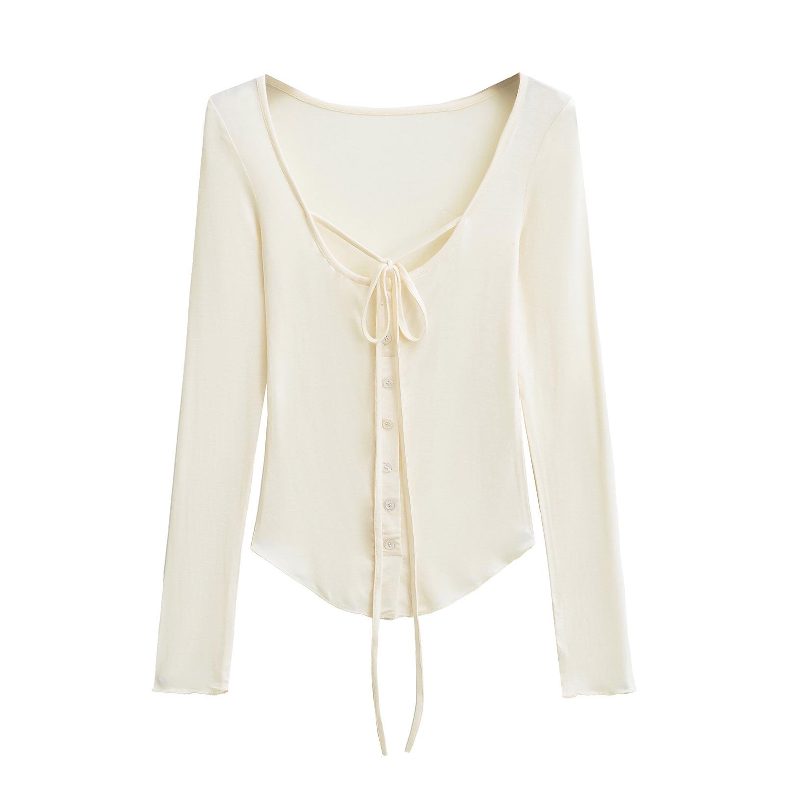 

Топ с длинным рукавом, бабочкой и дугообразным подолом, стройнящий Medium