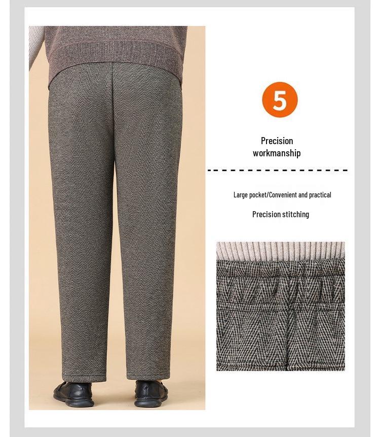 High-Waisted Fleece-Lined Women's Winter Pants - Straight Leg, Elastic, Casual, for Middle-Aged & Elderly 
