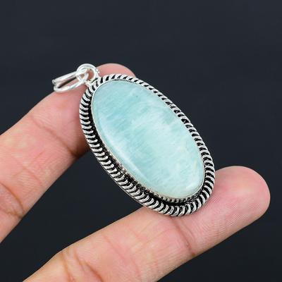 Daughters Day Deal 925 Silver Amazonite Stone Mother Bezel Trendy Unique Pendant