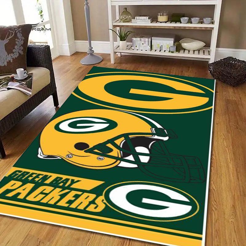 Green Bay Packers Beach Towel Football Pattern Soft Area Rug Non Slip Indoor Floor Carpet Sports Decor Mat for Bedroom
