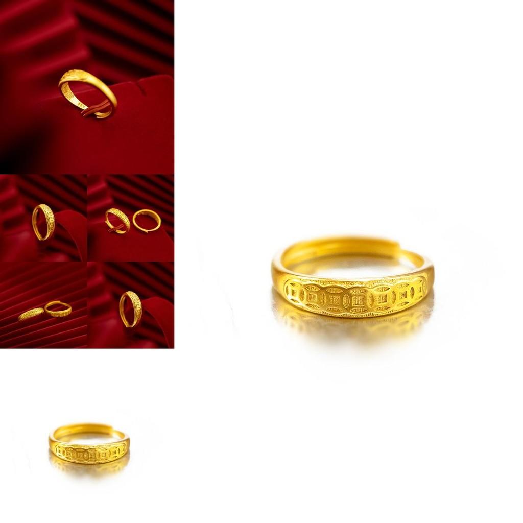 Stylish Adjustable Open Ring For Women Gold Plated Brass Coin Ring Jewelry