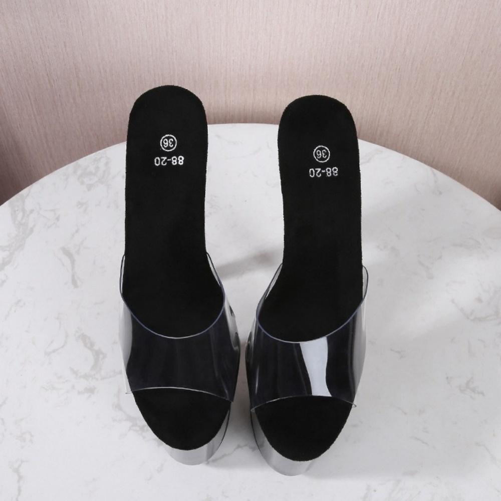 20CM  Nightclub Women's Shoes Waterproof Table Roman Fish Mouth Lady Super High Heel Slippers 20cm  LFD-8820-Q4