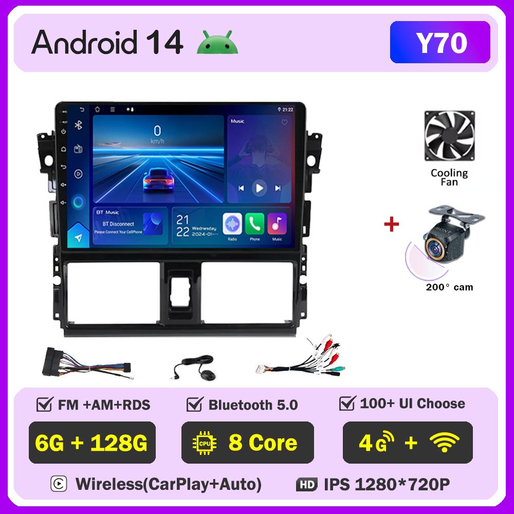 For Toyota Vios XP150 2013-2020 Car Radio Player Car Carplay Screen Autoradio Mirror Link Car Intelligent Systems Touch Screen